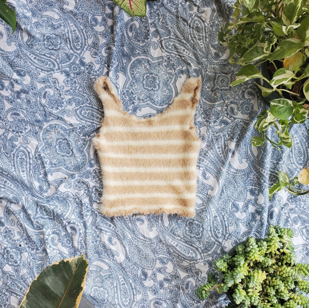 Urban Outfitters Fuzzy Striped Tank Small Free Shipping